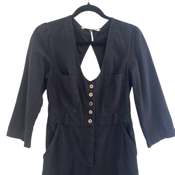 Free People Back Into It Jumpsuit- Cropped Wide Leg Utility Jumpsuit- Size Small - Picture 5 of 11